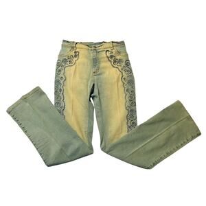 Vintage Brazil Roxx Embellished Stretch Jeans Boho Embroidered Rhinestone Denim